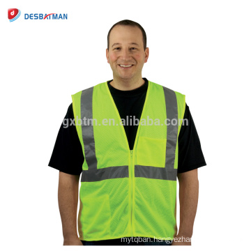 ANSI Class 2 Cheap Fluo Yellow Safety Vest For Outdoor Working High Visibility Mesh Road Work Waistcoat With Reflective Tapes